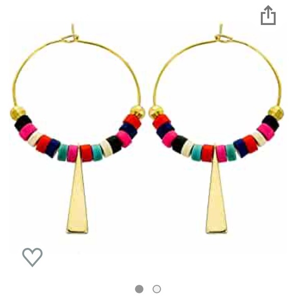 New Gold Hoop Beaded Earrings - Picture 2 of 2